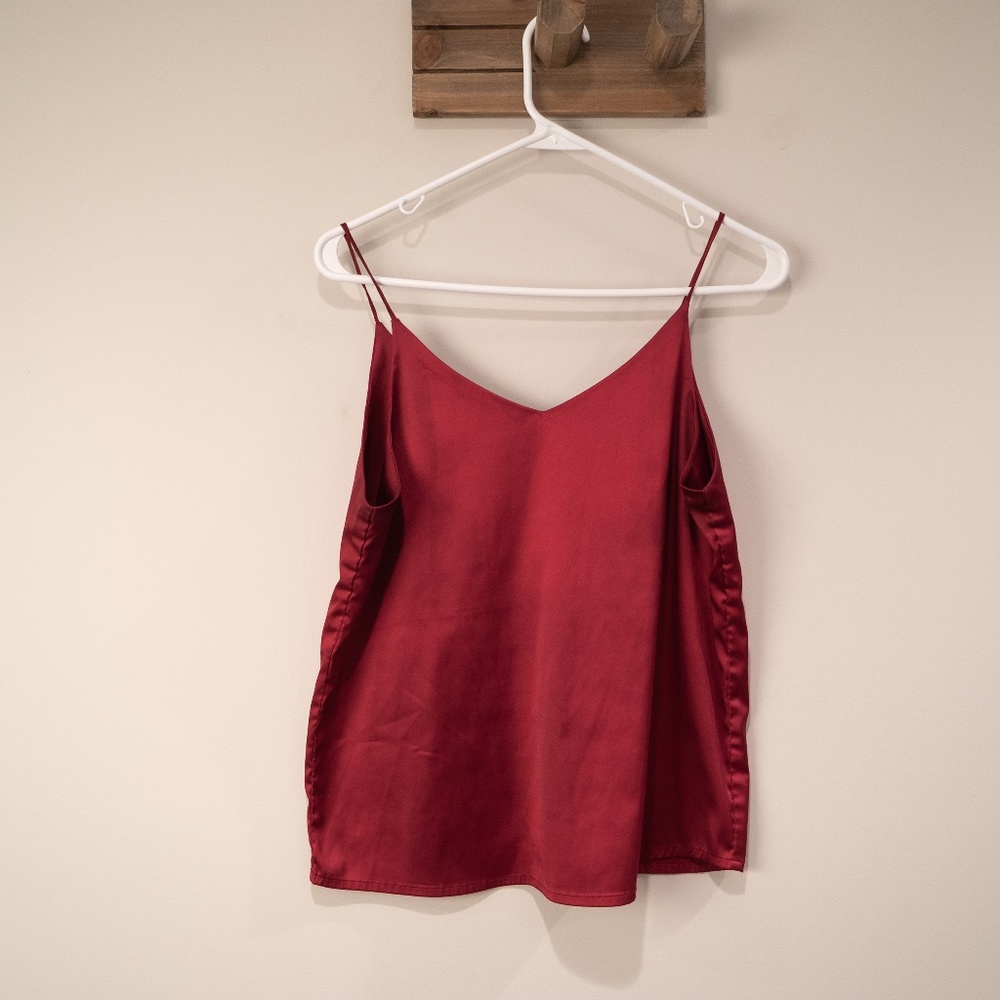 Sexy red silk tank top